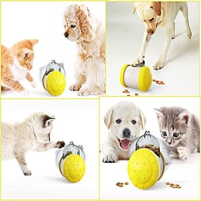 Distributeur de Croquettes pour Chien - BrainChase™ - Jaune - Gamelle et Cie pour Chien