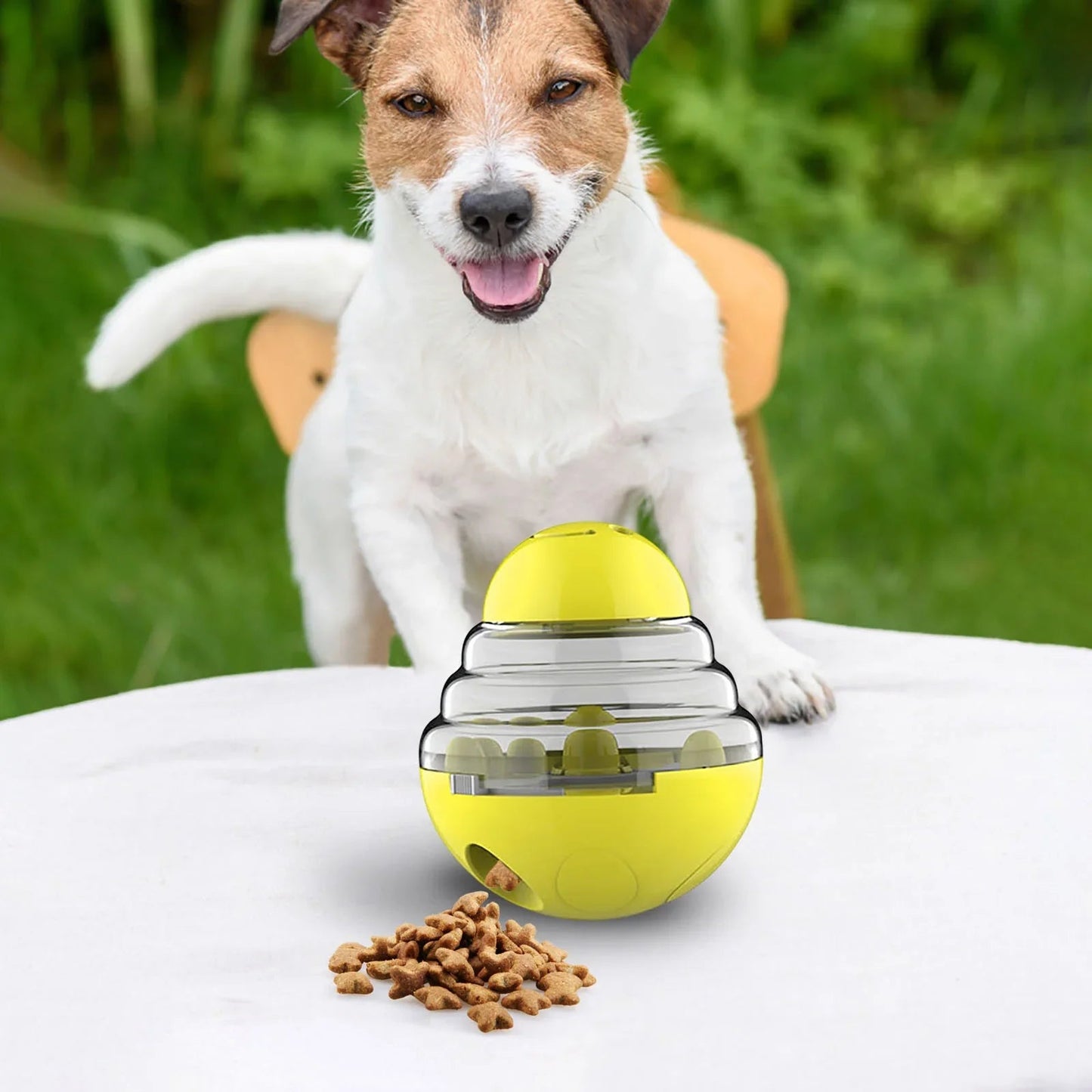 Distributeur de Croquettes pour Chien - SlowFeederDog™ - Jaune - Gamelle et Cie pour Chien