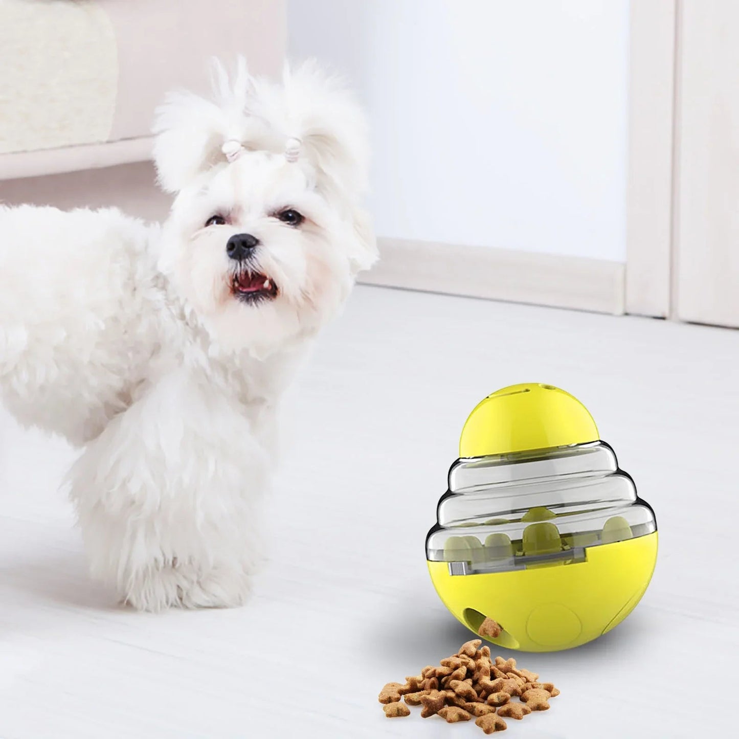 Distributeur de Croquettes pour Chien - SlowFeederDog™ - Jaune - Gamelle et Cie pour Chien