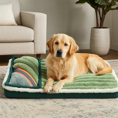 Chien sur lit pour chien en vert - Comfort Plus - Gamelle et Cie pour chien