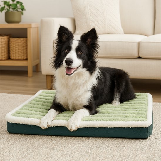 Chien sur lit pour chien en vert - Comfort Plus - Gamelle et Cie pour chien