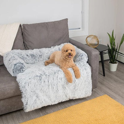 Chien couché dans lit pour chien blanc lavable orthopédique - Gamelle et Cie pour chien