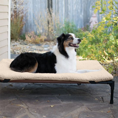Chien couché sur Lit pour chien blanc surélevé - Respirant - Gamelle et Cie pour chien