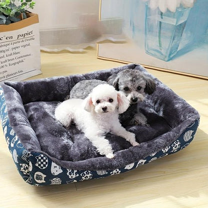Deux chiens dans Panier pour Chien motifs animaux bleu - ComfortPlus - Gamelle et Cie pour chien
