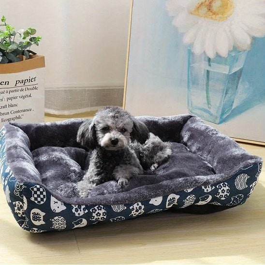 Chien dans Panier pour Chien motifs animaux bleu - ComfortPlus - Gamelle et Cie pour chien