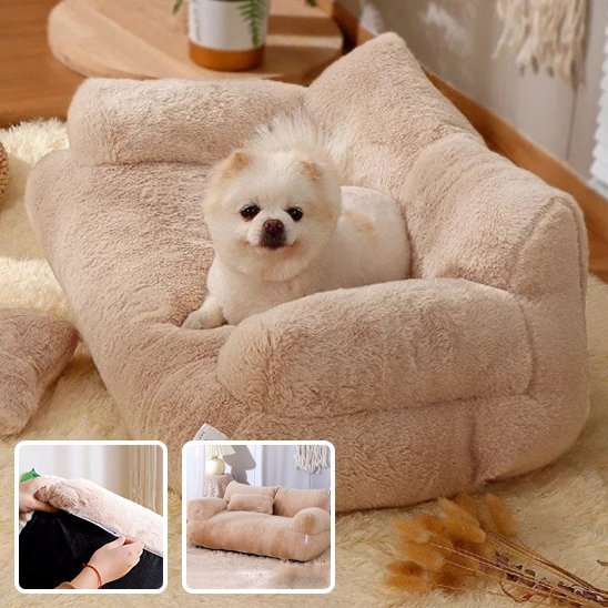 Chien couché dans panier pour chien brun clair - Ultra - Confort - Gamelle et Cie pour Chien