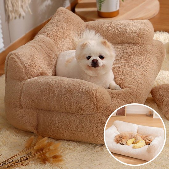 Chien couché dans panier pour chien brun - Ultra - Confort - Gamelle et Cie pour Chien