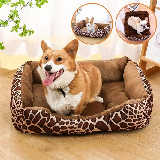 Chien dans Panier pour chien couleur girafe - Ultra - Douillet - Gamelle et Cie pour Chien