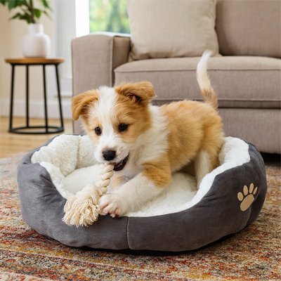 Chien joue dans Panier pour chien -  Cozy Design - Gamelle et Cie pour Chien