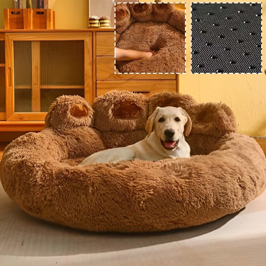 Chien endormi dans panier pour chien design rond brun - Ultra - Confort - Gamelle et Cie pour Chien