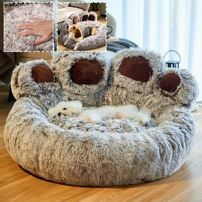 Chien endormi dans panier pour chien design rond gris - Ultra - Confort - Gamelle et Cie pour Chien