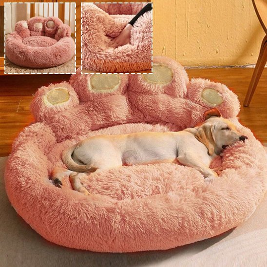 Chien endormi dans panier pour chien design rond rose- Ultra - Confort - Gamelle et Cie pour Chien